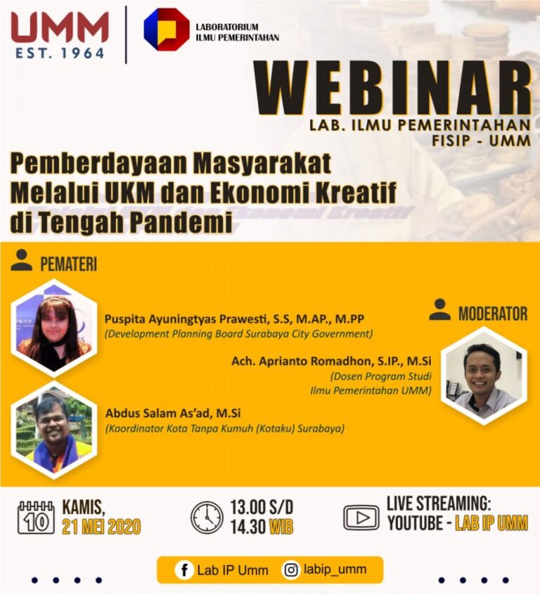 Lab IP Gelar Webinar Praktikum Pemberdayaan Masyarakat melalui UKM dan Ekonomi Kreatif di Tengah Pandemi