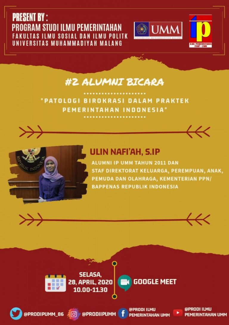 Prodi IP Gelar Seri ke 2 Alumni Bicara “Patologi Birokrasi”