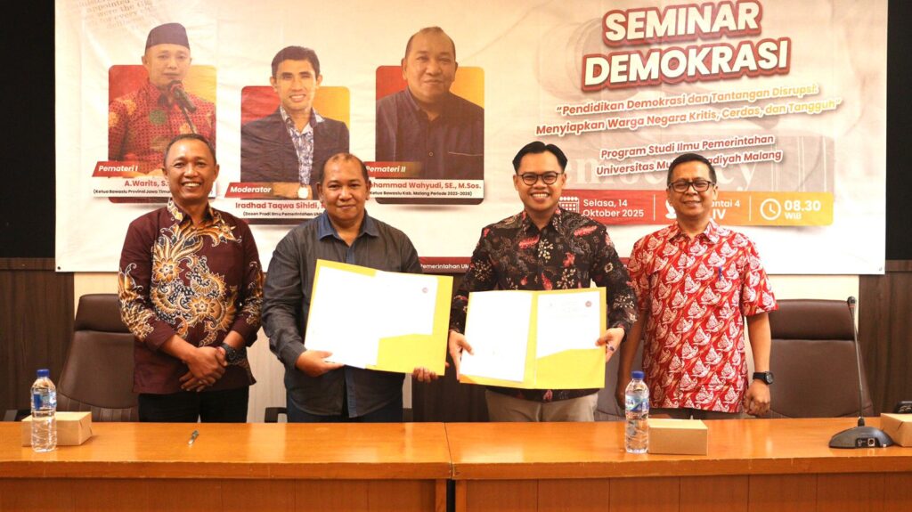 Perkuat Pendidikan Demokrasi: Prodi Ilmu Pemerintahan UMM Jalin Kerjasama Strategis dengan Bawaslu Jatim